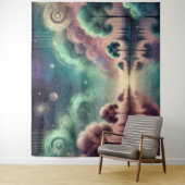 Dreamscape wervelende bomen Kosmische reflecties Wandkleed (In situ)