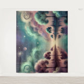 Dreamscape wervelende bomen Kosmische reflecties Wandkleed (Voorkant)