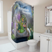 Dreamscape Wisteria flowers & Peacock themes Douchegordijn (In situ)