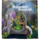 Dreamscape Wisteria flowers & Peacock themes Douchegordijn (Voorkant)