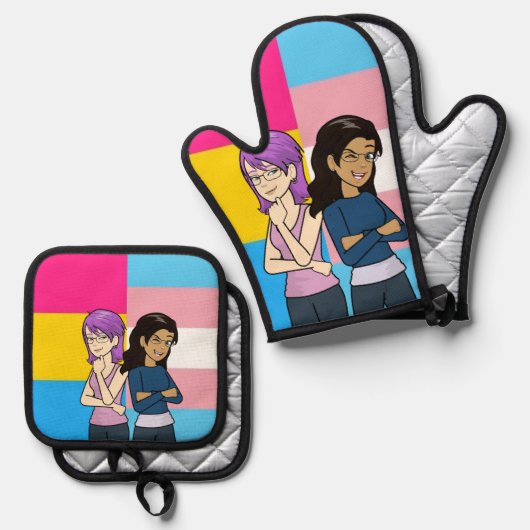 DreamsIntoRealityComics Just The 2 of Us Hoesje Ar Ovenwant & Pannenlap Set (Voorkant / Achterkant)