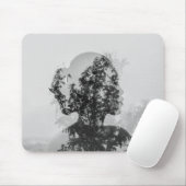 Dreamtech_Inc: Zwart-wit minimalistische Mousepad Muismat (Met muis)