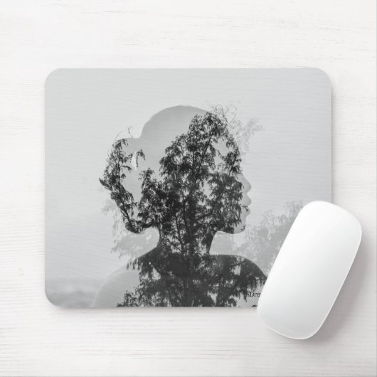 Dreamtech_Inc: Zwart-wit minimalistische Mousepad Muismat (Met muis)