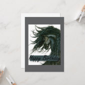 DreamWalker Friese Paard Verjaardag door Bihrle Kaart (Voorkant / Achterkant in situ)