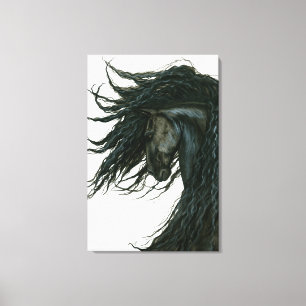 DreamWalker Friesian Black Horse Art van Bihrle Canvas Afdruk