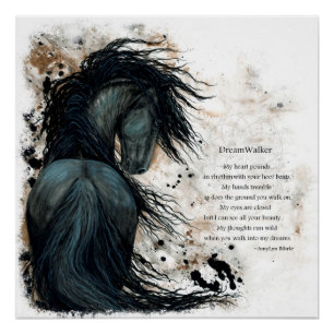 DreamWalker Friesian Horse Poem door Bihrle Poster