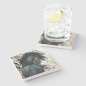 DreamWalker Friesian Horse van Bihrle Stenen Onderzetter (Zijkant)