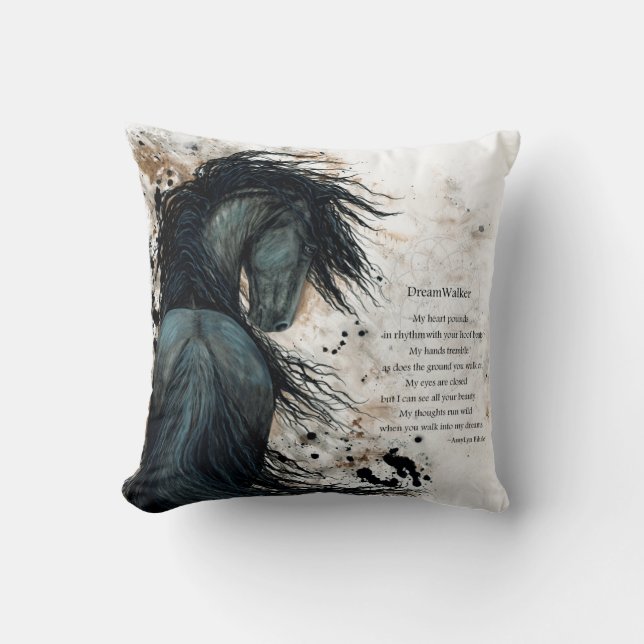 DreamWalker Horse Pillow Art Print van Bihrle Kussen (Voorkant)