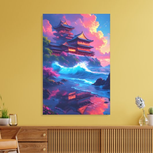 Dreamwave Pagoda aan de Zee Canvas Afdruk (Insitu (Woonkamer))