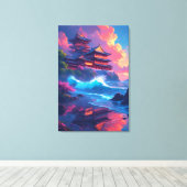 Dreamwave Pagoda aan de Zee Canvas Afdruk (Insitu (Houten vloer))