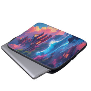 Dreamwave Pagoda aan de Zee Laptop Sleeve