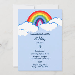 Dreamweaver 3rd Birthday Rainbow Party Invitation Kaart