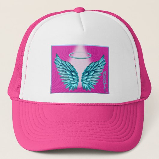 "Dreamweaver Angelic Wings and Halo" Trucker Pet (Voorkant)
