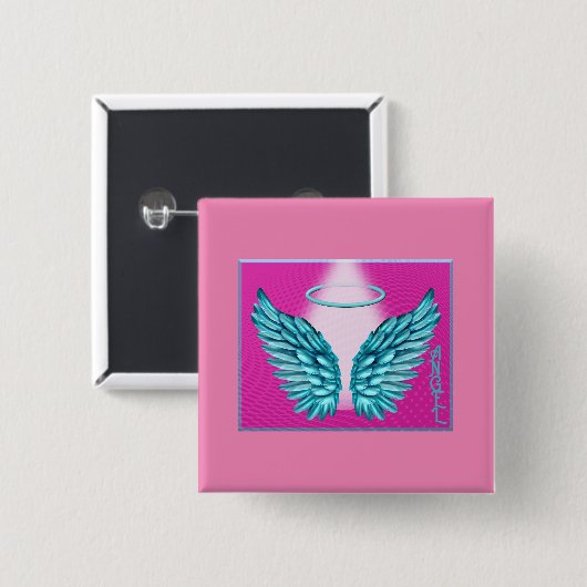 "Dreamweaver Angelic Wings and Halo" Vierkante Button 5,1 Cm (Voorkant /achterkant)