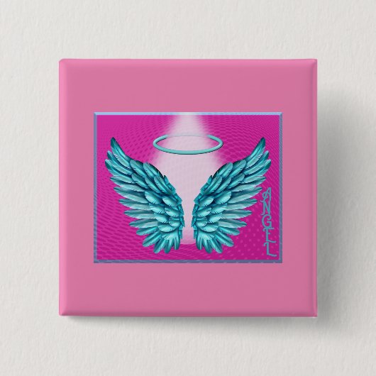 "Dreamweaver Angelic Wings and Halo" Vierkante Button 5,1 Cm (Voorkant)
