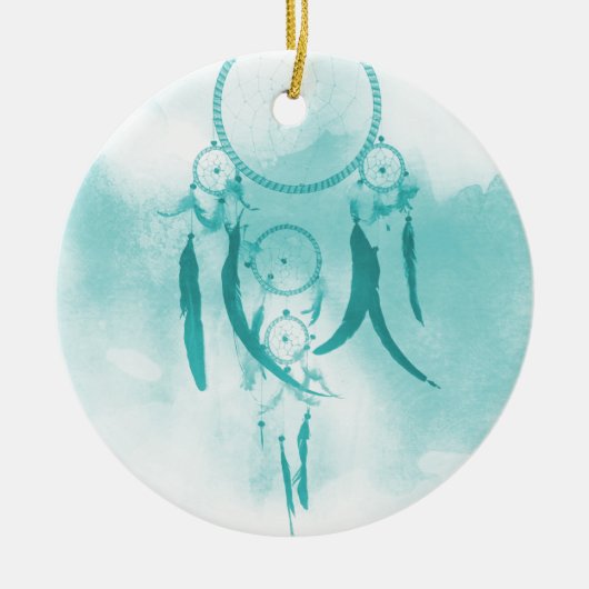Dreamweaver Aqua Keramisch Ornament (Voorkant)