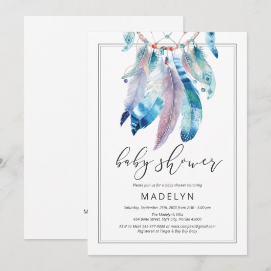 Dreamweaver Baby shower Boho Gender Neutral Kaart (Voorkant / Achterkant)