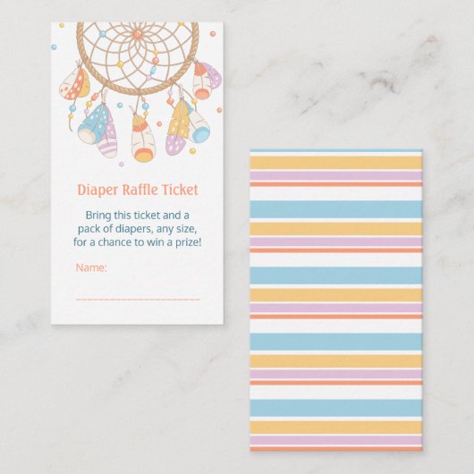 Dreamweaver Baby shower Diaper Raffle Ticket Informatiekaartje (Voorkant / Achterkant)
