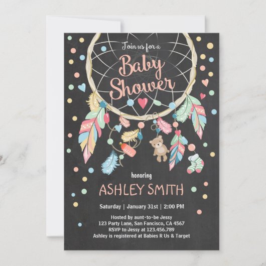 Dreamweaver Baby shower Invitation Tribal Boho Kaart (Voorkant)