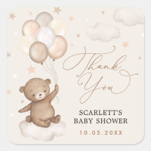 Dreamweaver Beer & ballonnen Baby shower Dank u Vierkante Sticker