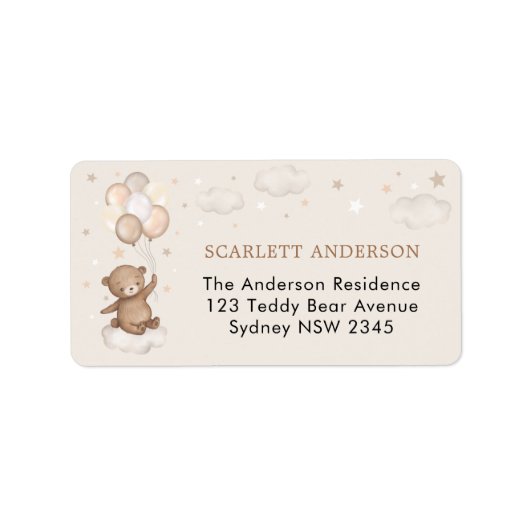 Dreamweaver Beer ballonnen wolken Stars Retouradre Etiket (Voorkant)