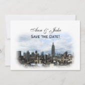 Dreamweaver Black NYC Skyline Save the Date H Kaart (Voorkant)