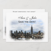 Dreamweaver Black NYC Skyline Save the Date H Kaart (Voorkant / Achterkant)