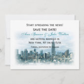 Dreamweaver Blauwgroen NYC Skyline Save the Date H Kaart (Achterkant)