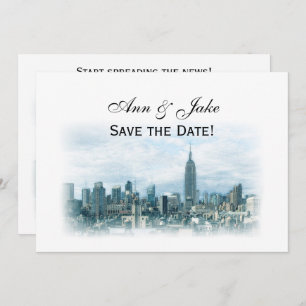 Dreamweaver Blauwgroen NYC Skyline Save the Date H Kaart