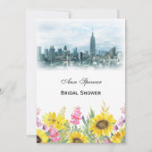 Dreamweaver Blauwgroen NYC Skyline Sunflower Vrijg Kaart (Voorkant)