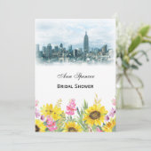 Dreamweaver Blauwgroen NYC Skyline Sunflower Vrijg Kaart (Staand voorkant)