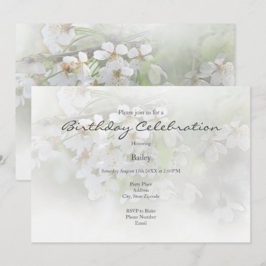 Dreamweaver Blossom Invitation Kaart (Voorkant / Achterkant)
