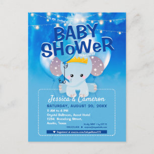 Dreamweaver Blue Balloons Baby Elephant Baby showe Briefkaart