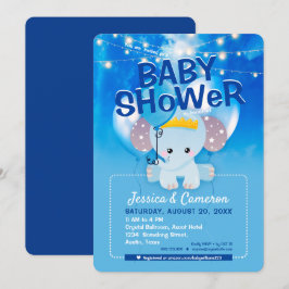 Dreamweaver Blue Balloons Baby Elephant Baby showe Kaart