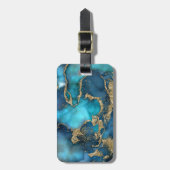 Dreamweaver Blue Blauwgroen en Gold Bagagelabel (Voorkant verticaal)