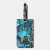 Dreamweaver Blue Blauwgroen en Gold Bagagelabel (Achterkant verticaal)