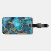 Dreamweaver Blue Blauwgroen en Gold Bagagelabel (Achterkant horizontaal)