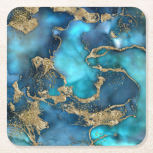 Dreamweaver Blue Blauwgroen en Gold Kartonnen Onderzetters