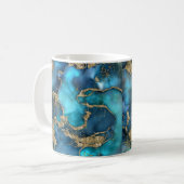 Dreamweaver Blue Blauwgroen en Gold Koffiemok (Voorkant links)