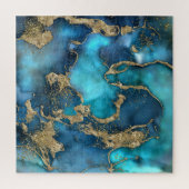 Dreamweaver Blue Blauwgroen en Gold Legpuzzel (Verticaal)