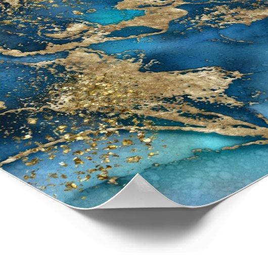 Dreamweaver Blue Blauwgroen en Gold Poster (Hoek)