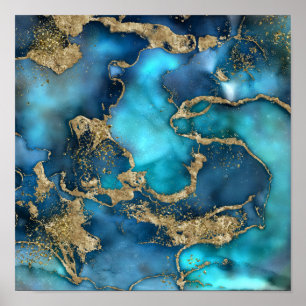 Dreamweaver Blue Blauwgroen en Gold Poster