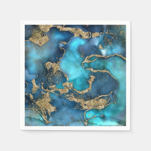 Dreamweaver Blue Blauwgroen en Gold Servet (Voorkant)