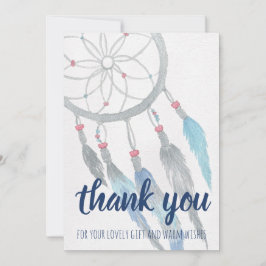 Dreamweaver Blue Boho Baby shower Dank je wel Bedankkaart
