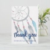 Dreamweaver Blue Boho Baby shower Dank je wel Bedankkaart (Staand voorkant)