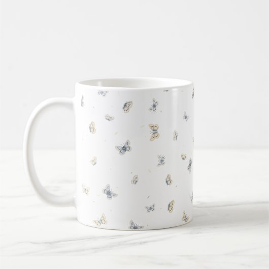 Dreamweaver Blue & Cream Butterflies Print Koffiemok (Links)