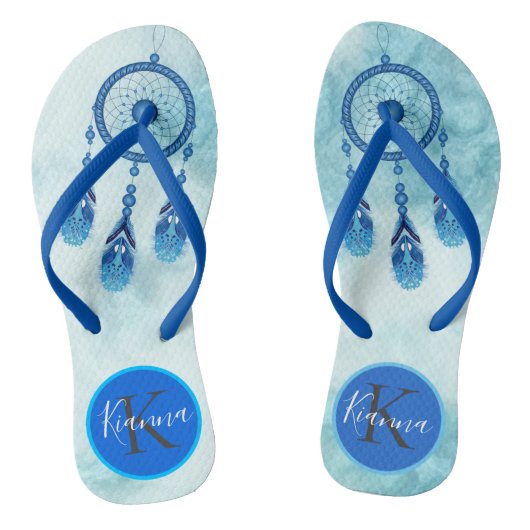 Dreamweaver Blue Dream Catcher Monogram Teenslippers (Voetbed)