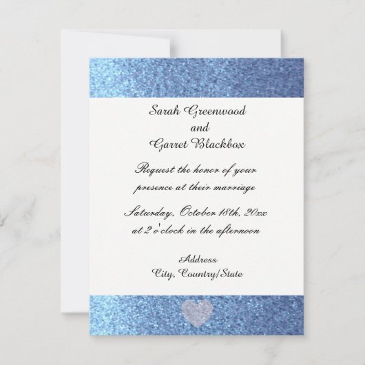 Dreamweaver Blue Faux Glitter Wedding Invitation Kaart (Voorkant)