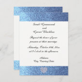 Dreamweaver Blue Faux Glitter Wedding Invitation Kaart (Voorkant / Achterkant)