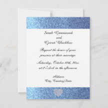 Dreamweaver Blue Faux Glitter Wedding Invitation